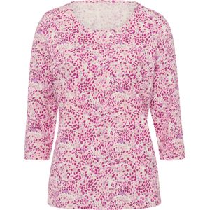 Dames Shirt met 3/4-mouw in ecru/orchidee bedrukt