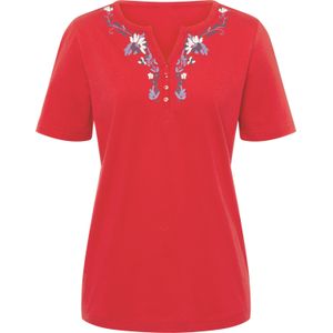 Dames Shirt met korte mouwen in rood/ecru