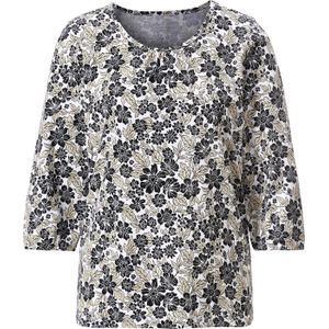 Dames Shirt met 3/4-mouw in wit/zwart geprint
