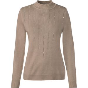 Dames Trui met opstaande kraag in sesam
