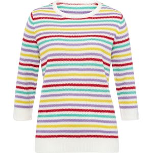 Dames Gestreepte pullover in ecru/aardbei gestreept