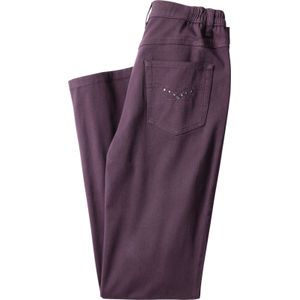 Aubergine Jeans - Katoen - Opgestikte Zakken - Knoop en Ritssluiting