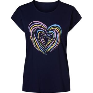 Dames Shirt met korte mouwen in marine/orchidee