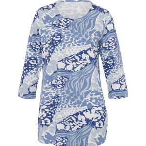 Dames Shirt met ronde hals in lichtblauw/koningsblauw bedrukt