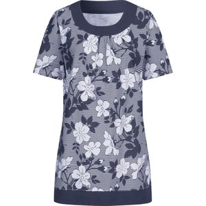 Lang shirt in marine/wit geprint