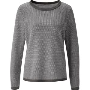 Dames Pullover met ronde hals in antraciet/ecru gedessineerd