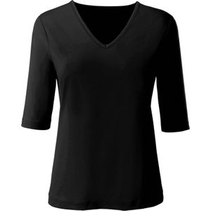 Dames Shirt met V-hals in zwart
