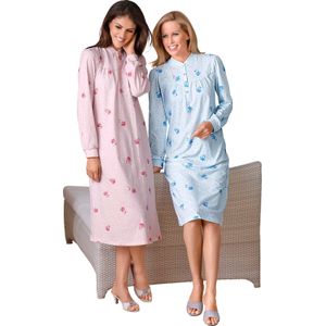 Nachthemden - Set van 2 - Lange en Korte Mouw - Soepele Single-Jersey - Kanten Versiering