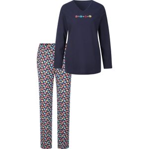 Dames Pyjama in marine geprint