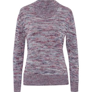 Dames Trui met opstaande kraag in rood/ecru gemêleerd