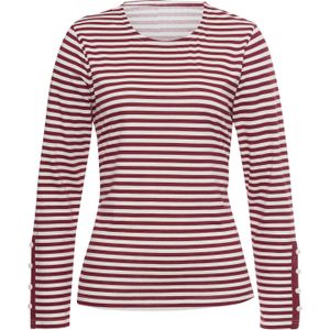 Classic Basics - T-shirt - Kers/Champagne Gestreept - 100% Katoen - Lange Mouwen