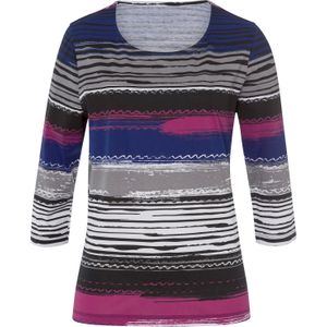 Classic Basics - Shirt - Royalblauw/zwart gedessineerd - 3/4 Mouwen - 100% Katoen