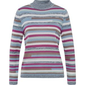 Dames Pullover met opstaande kraag in kalkmint/heide gedessineerd