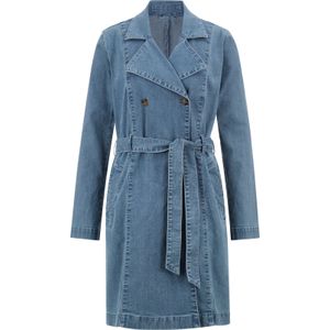 Unikleur Trenchcoat - Blauw - Katoen/Poliester - Zonder Capuchon