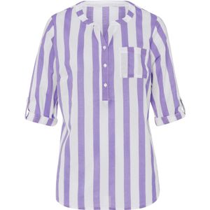 Dames Comfortabele blouse in lavendel/wit gestreept
