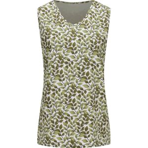 Ecru/Oliv Gedessineerd - Tanktop - 95% Katoen, 5% Elastaan