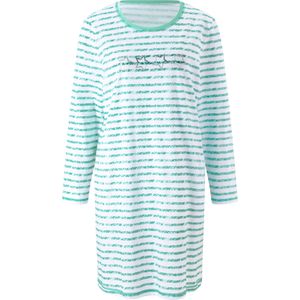 Dames Slaapshirts met lange mouwen in mint + mint gestreept