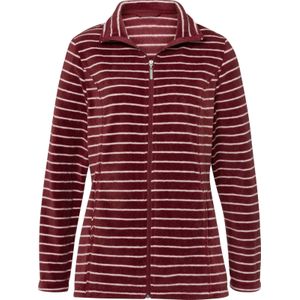 Dames Fleecejack in bordeaux/ecru gestreept