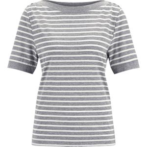 Dames Shirt met korte mouwen in grijs/wit