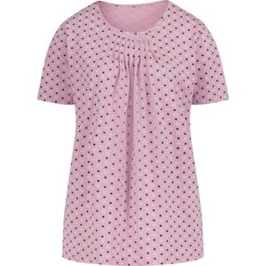 Dames shirt met korte mouwen in roze gedessineerd