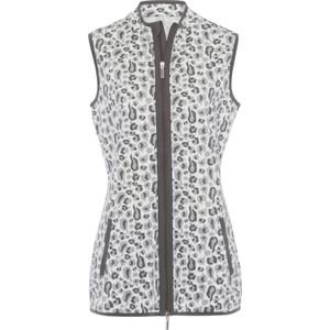 Dames Sweatvest in ecru/antraciet bedrukt