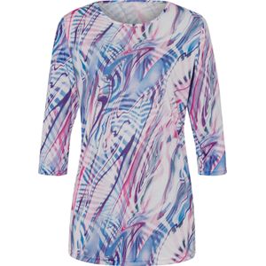 Dames Lang shirt in hemelsblauw/roze bedrukt