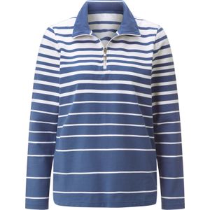 Dames Sweatshirt in jeansblauw/ecru gestreept