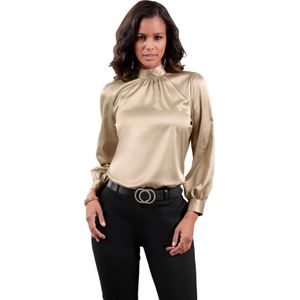 Dames Satijnen blouse in beige