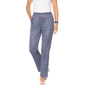 Dames Jerseybroek in marine/wit golvend