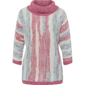 Dames Rolkraagtrui in champagne/jeansblauw gedessineerd