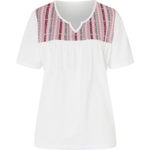 Dames Tuniekshirt in ecru/marine geprint