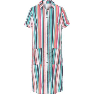 Classic Basics - Jurk - Ocean/Papaja Gestreept - Korte Mouwen - Knielang