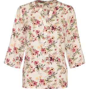 Blouse - Bloemenprint - Viscose - Ronde/V-hals - 3/4-mouwen