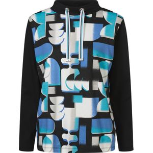 Dames Sweatshirt in turquoise/zwart bedrukt