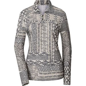 Ecru/Grijs Gedessineerde Longsleeve - Katoen - Lange Mouwen - Ritssluiting