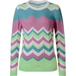 Dames Ajourpullover in ecru/oceaan gedessineerd