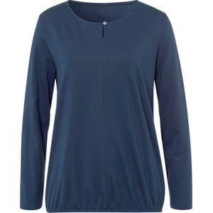 Donkerblauw - Longsleeve - 100% Katoen - Knoopsluiting - Ronde Hals
