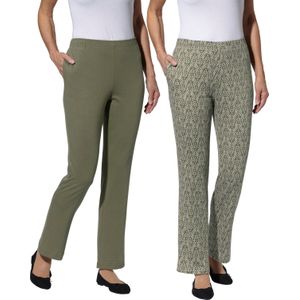 Kaki Gedessineerde Stretchbroek - 100% Katoen - Elastische Band