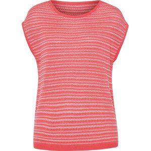 Dames Ajourpullover in koraal/wit gedessineerd