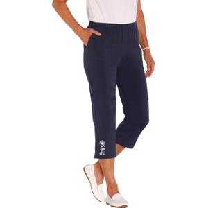 Capri Broek - Marine - 100% Polyester - Elastische Band - Steekzakken