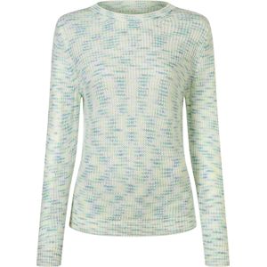 Dames Pullover met ronde hals in pistache/ecru gedessineerd