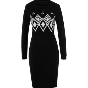 Tricot Jurk - Zwart/Ecru - 100% Polyacryl