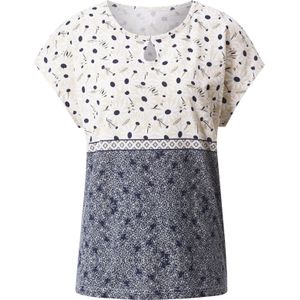 Dames Shirt met korte mouwen in wit/marine geprint