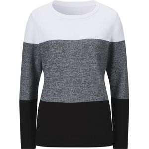 Dames Pullover - Wit/Zwart Gedessineerd - Lange Mouwen