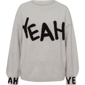 Lichtgrijs Mêlee - Gebreide Trui - 74% Polyacryl - Lange Mouwen