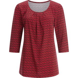 Dames Shirt met 3/4-mouw in rood/zwart geprint