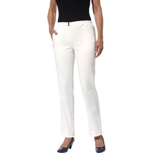 Jeans - Ecru - Katoen/Elastaan - Ritszakken - Comfortabele Taillehoogte