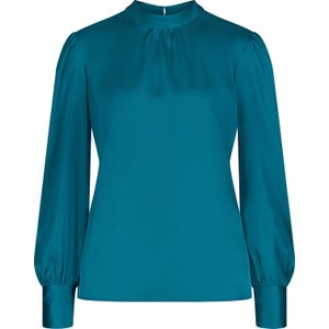 Dames Satijnen blouse in aquapetrol