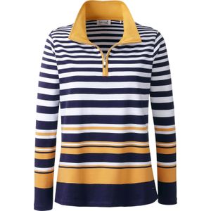 Dames Sweatshirt in marine/oker gestreept