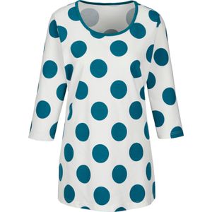 Dames Lang shirt in ecru/aquapetrol